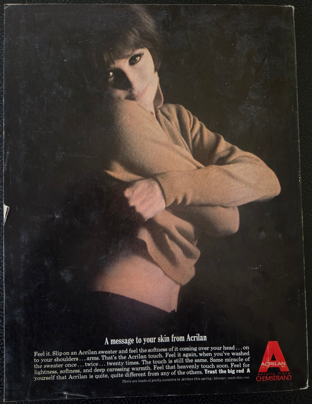 Vintage vogue back cover advert for Acrilan