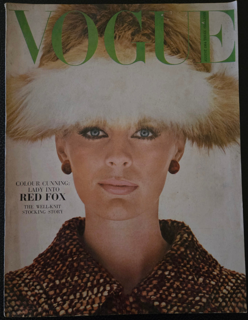 Vogue issue with model in fur hat.