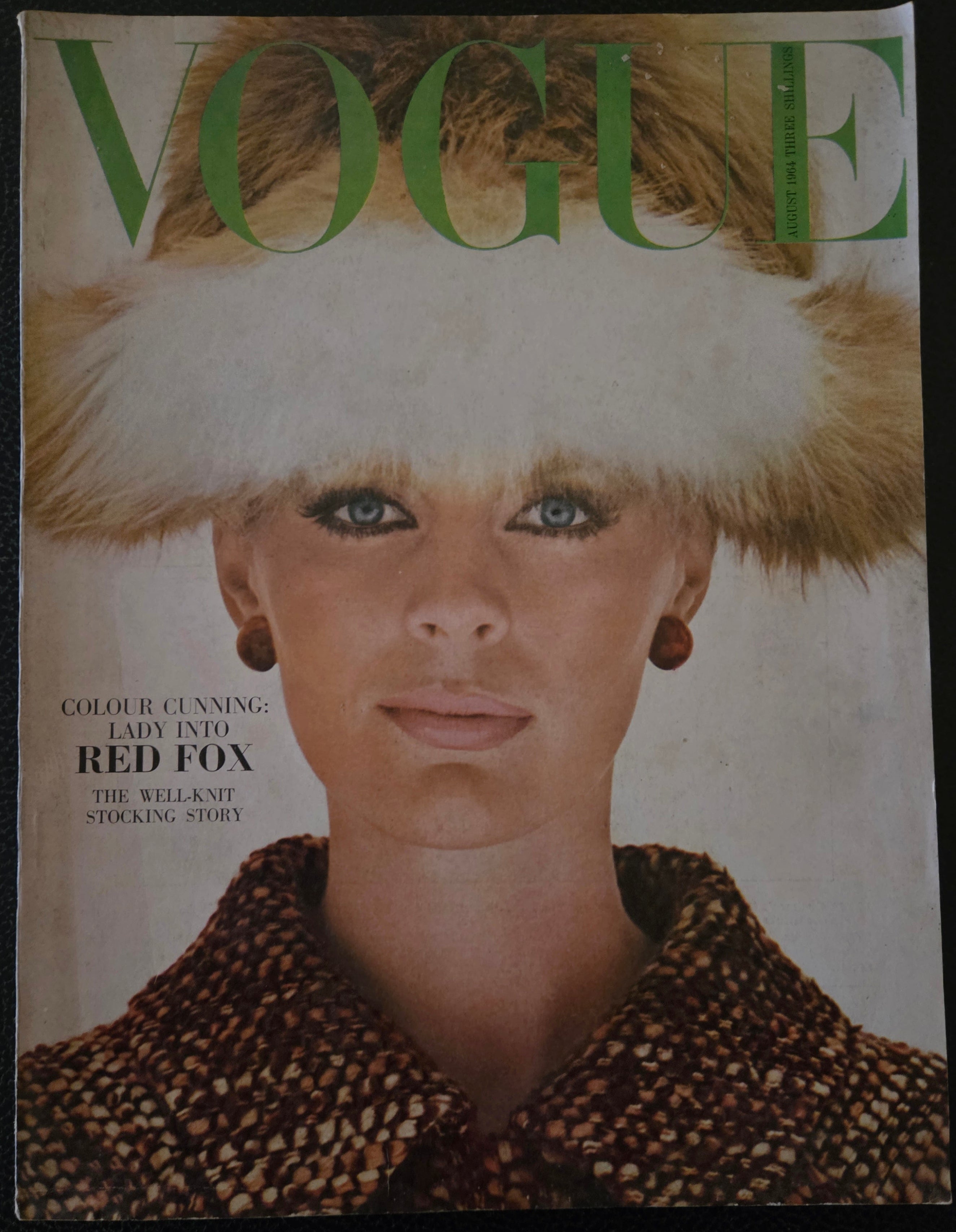 Vogue issue with model in fur hat.