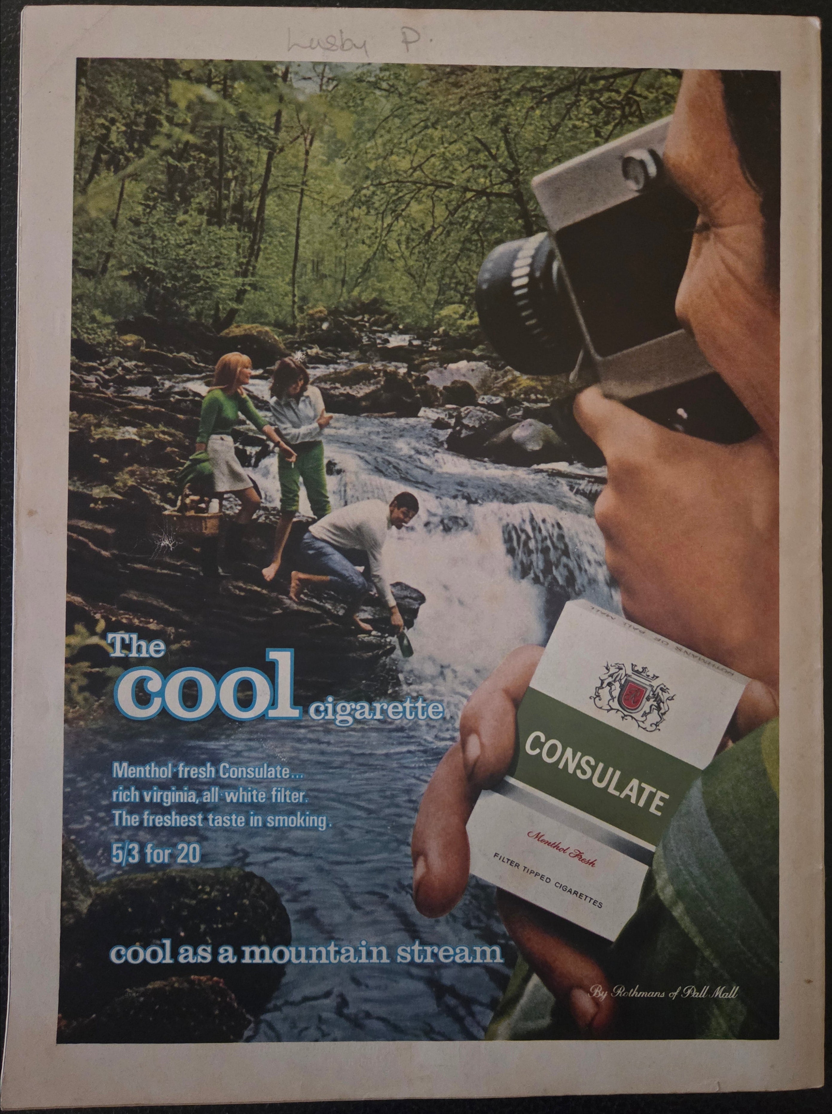 Vintage advert for consulate cigarettes.