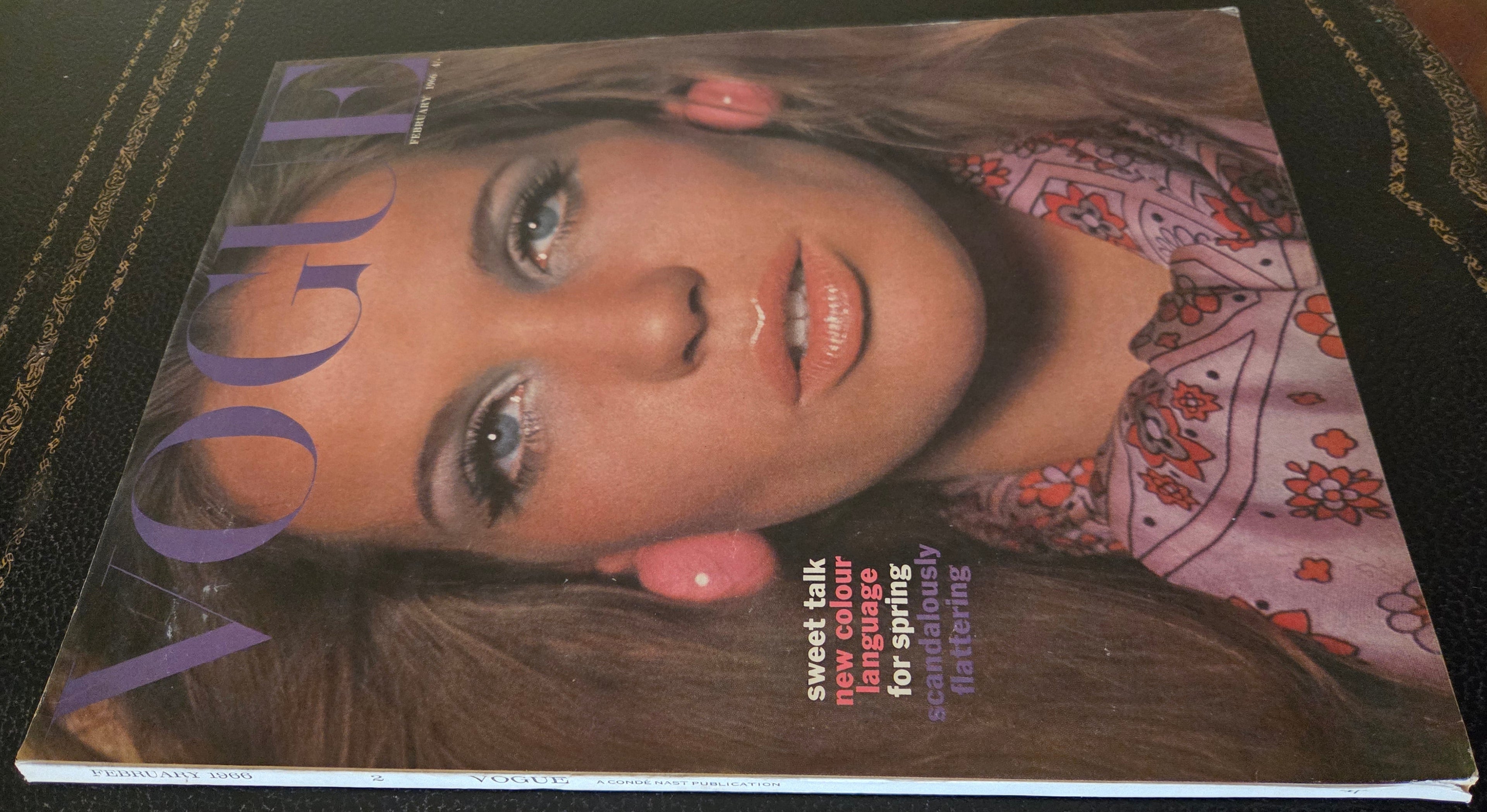 Vogue magazine with a model's face on the cover