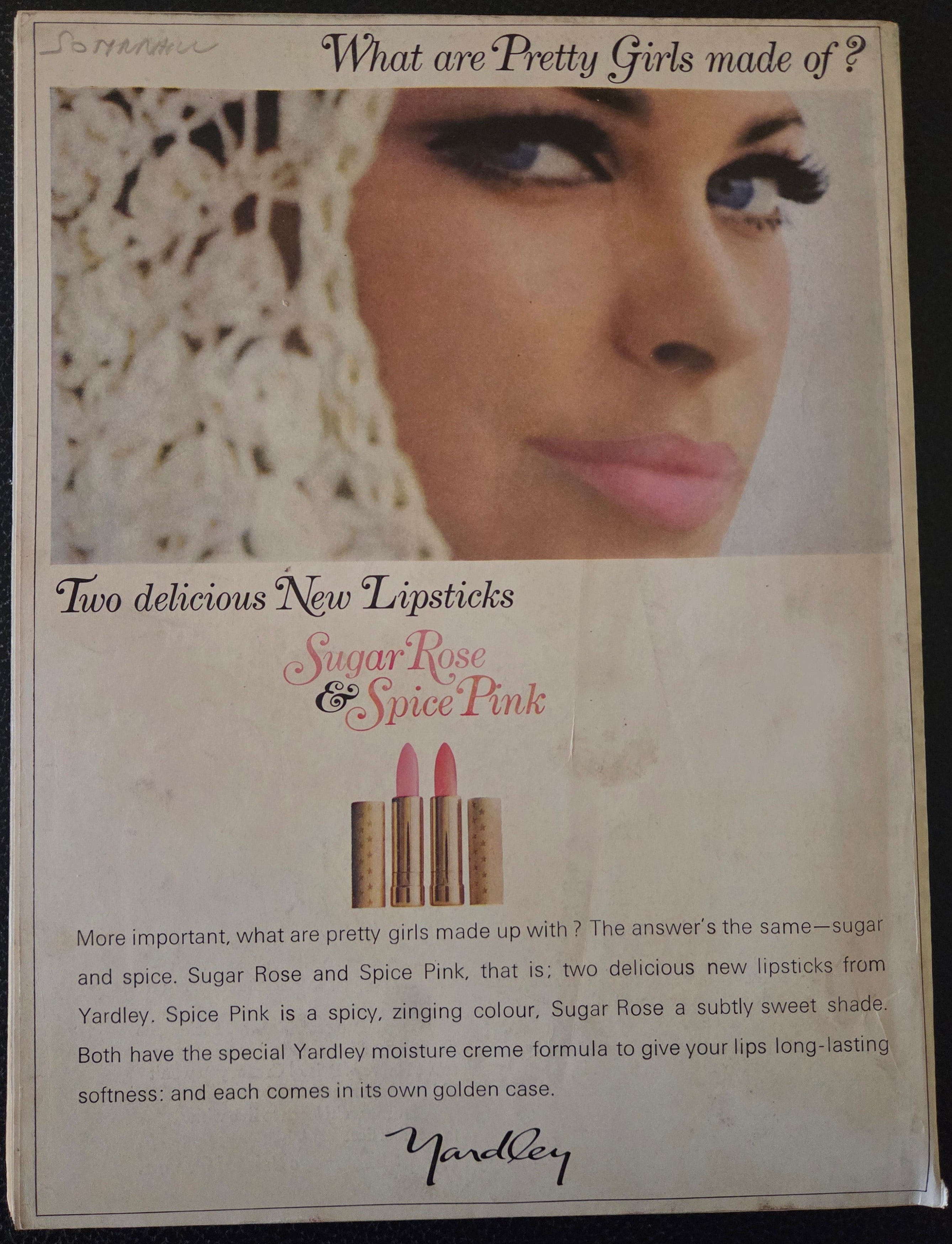 Vintage Yardley advert for lipsticks