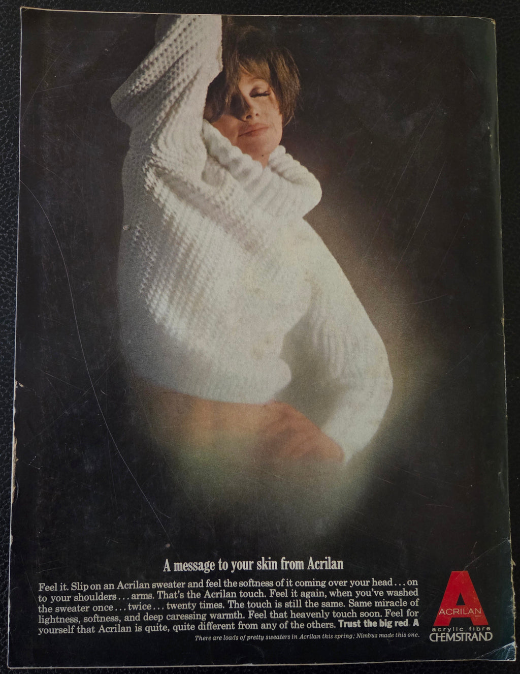 Vogue back cover advert for Acrilan.