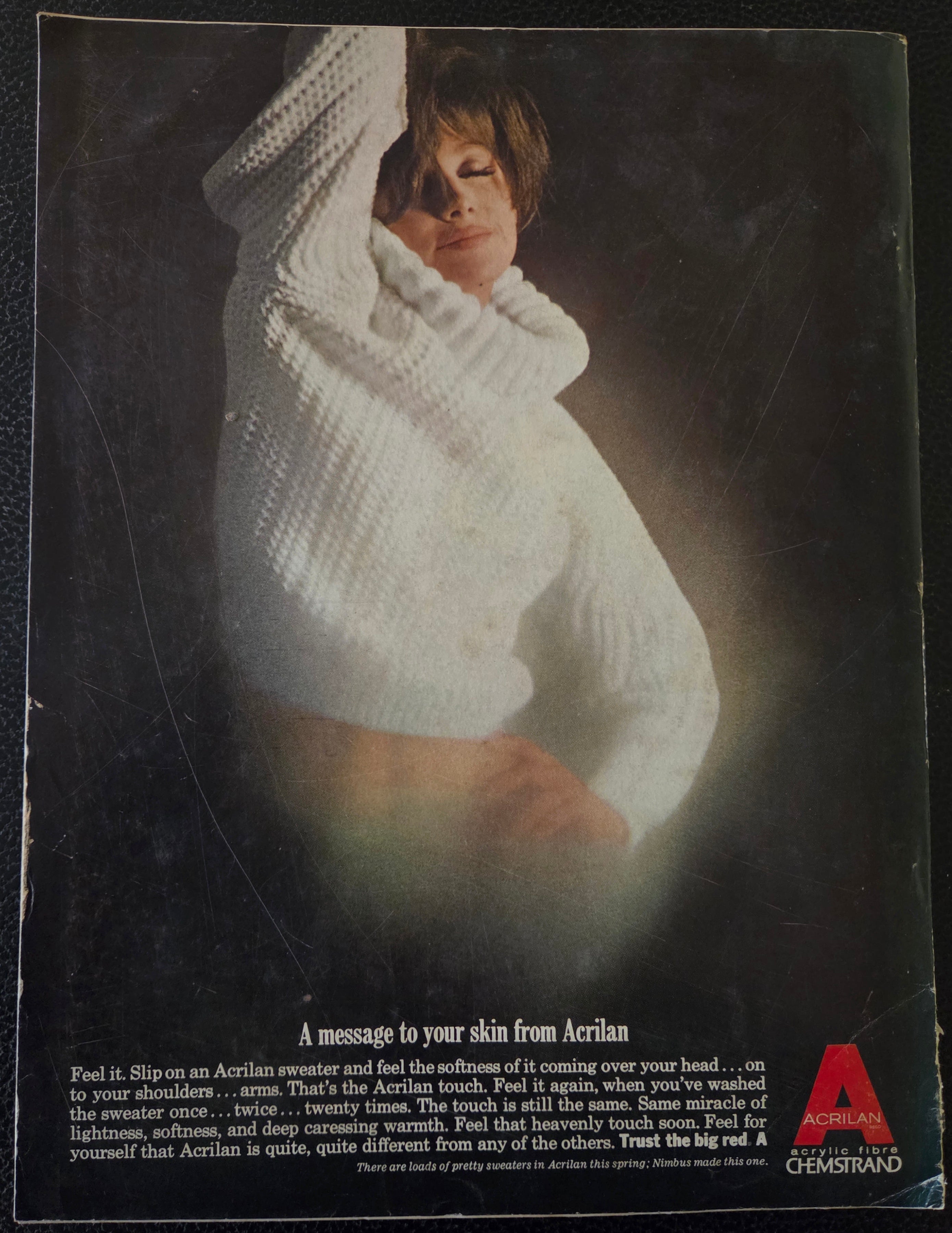 Vogue back cover advert for Acrilan.