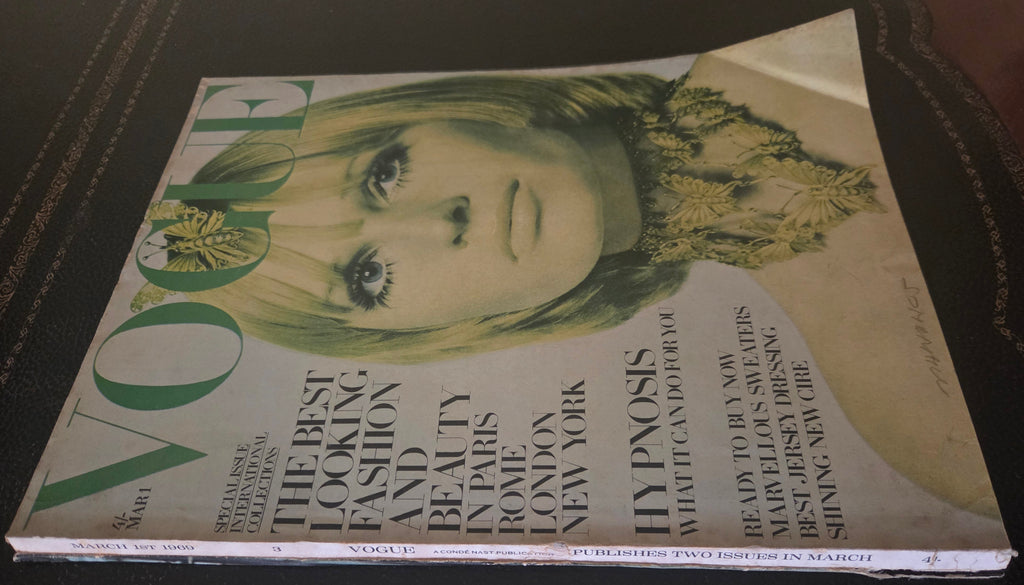 Vintage vogue with green tinted model.