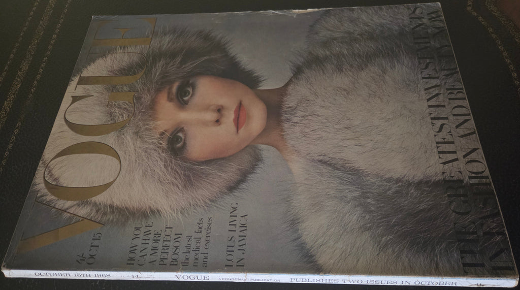 Vogue with model wearing fur.