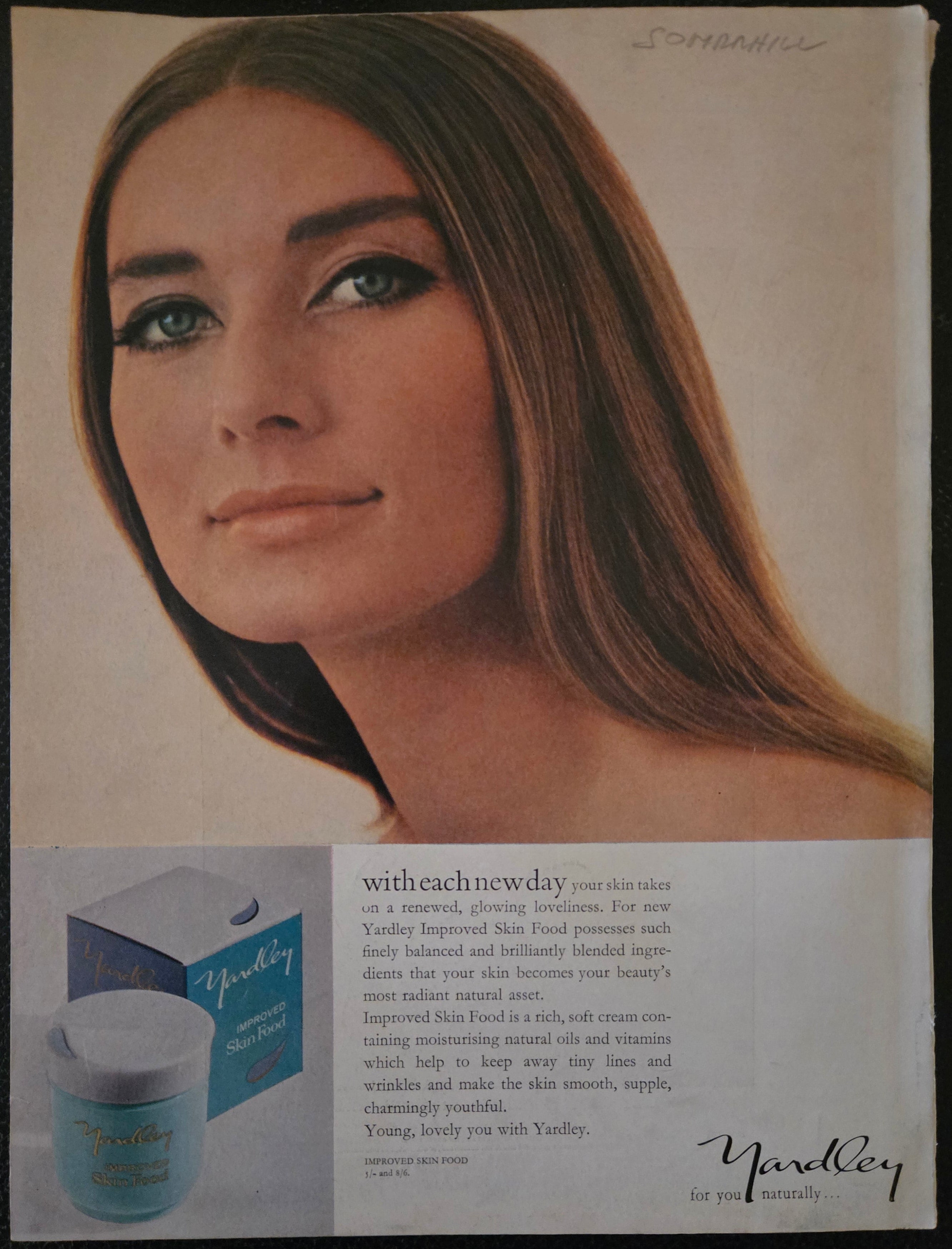 Vintage Yardley advert for skin food.
