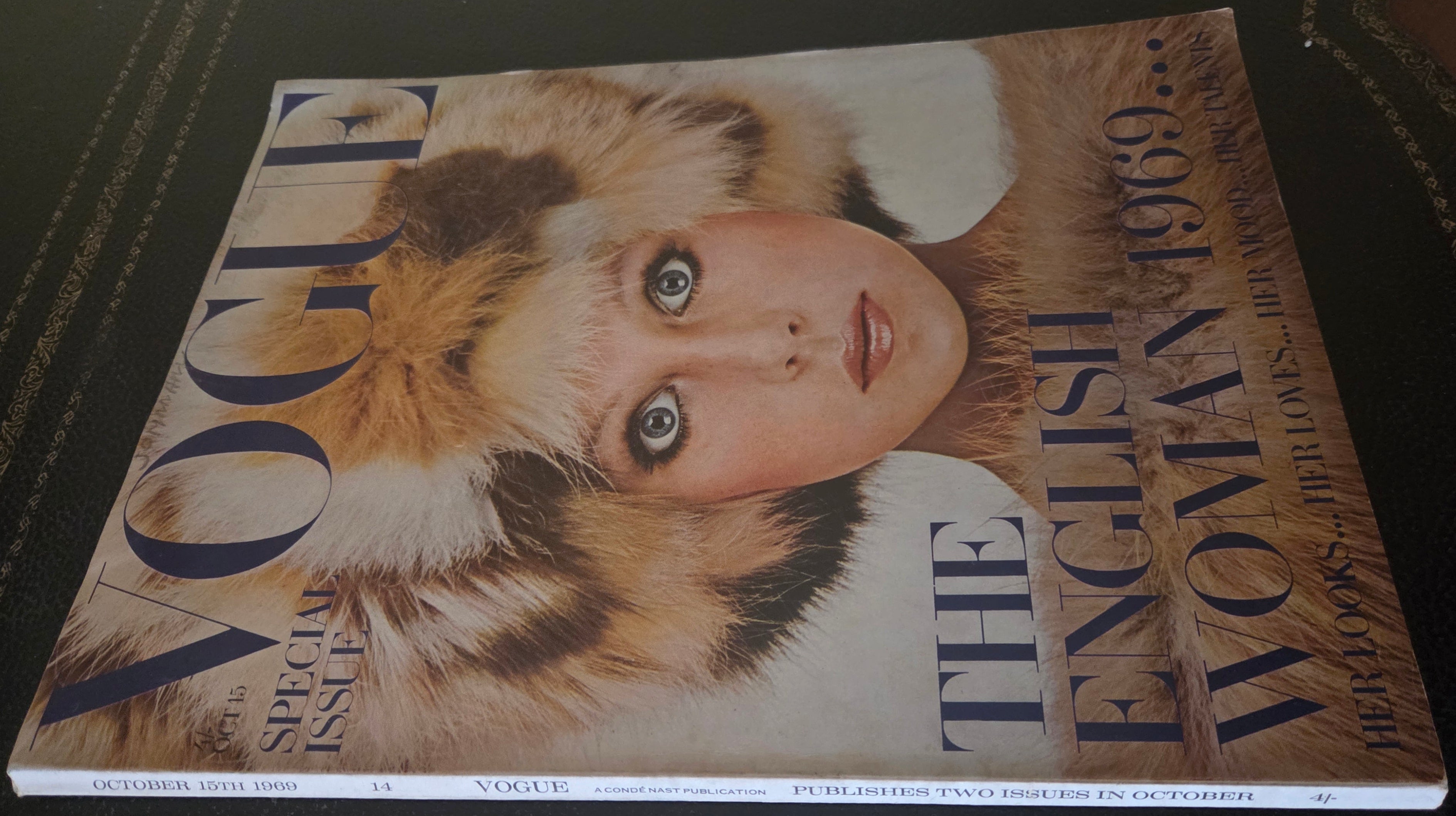 Vogue with model in fur.