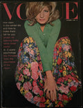 Vintage magazine cover with a woman wearing a floral skirt and green shirt.