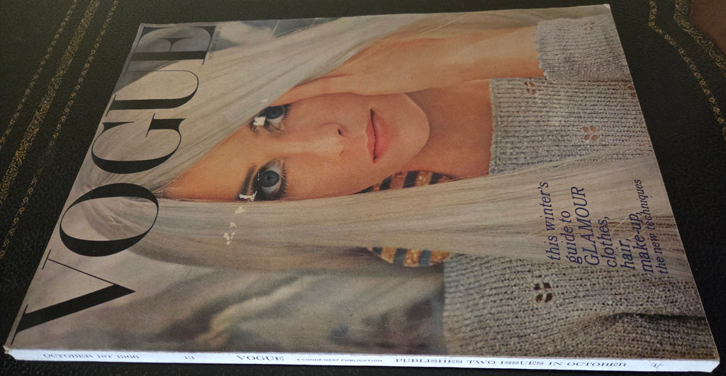 Vogue with model that has silver hair.