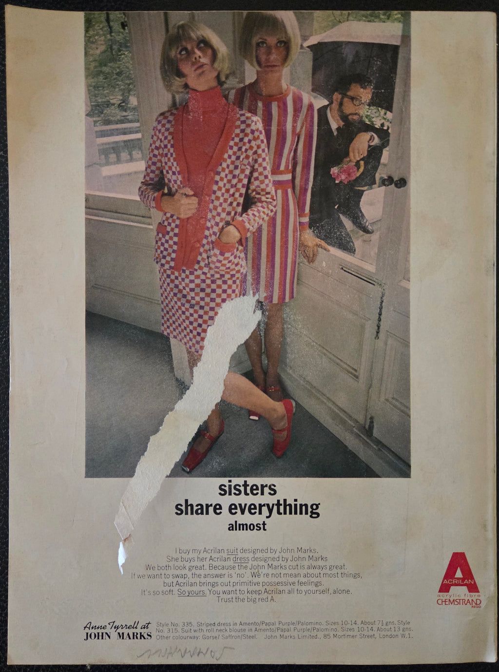 Vintage Acrilan advert on Vogue back cover